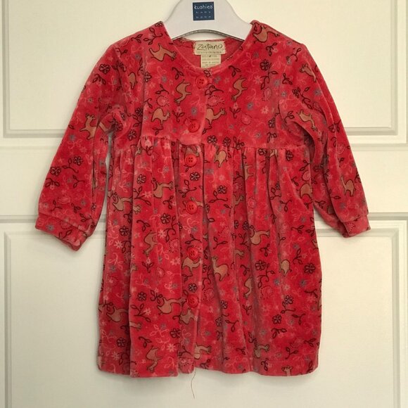 Vintage Zutano Collection Animal Print Dress Baby Girls Size 12-18M Cotton Blend - Picture 2 of 9